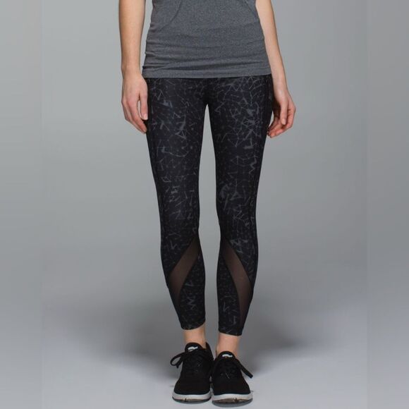 Lululemon Inspire Crop ll Full On Luxtreme Mesh Star Crushed Coal Leggings - Picture 1 of 13